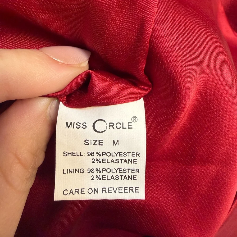 Miss Circle Red Satin Mesh Long Sleeve Corset Mini Dress Size M NWOT - Picture 6 of 7